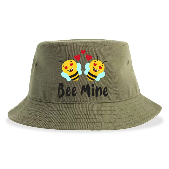 Bee Mine Honeybee Bee Pun Love Couple Valentine's Day Cool Gift Sustainable Bucket Hat