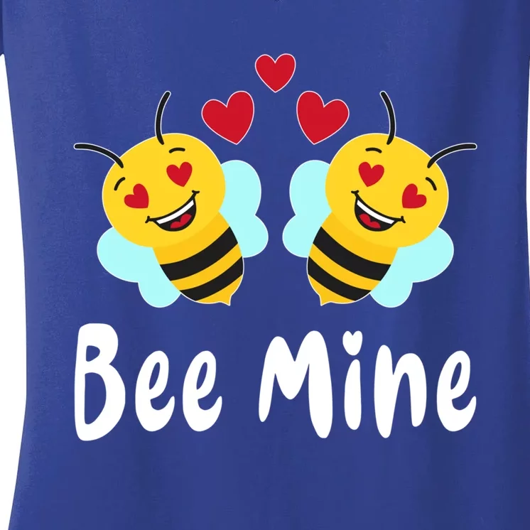 Bee Mine Honeybee Bee Pun Love Couple Valentine's Day Gift Women's V-Neck T-Shirt