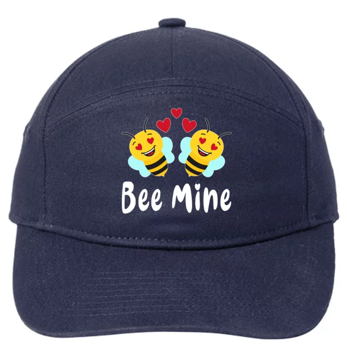 Bee Mine Honeybee Bee Pun Love Couple Valentine's Day Gift 7-Panel Snapback Hat