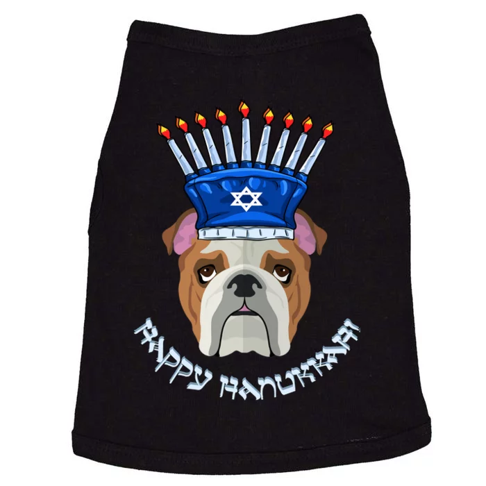 Bulldog Menorah Hat Hanukkah Chanukah Doggie Tank