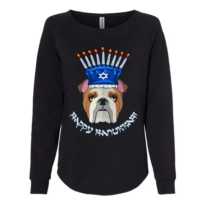 Bulldog Menorah Hat Hanukkah Chanukah Womens California Wash Sweatshirt