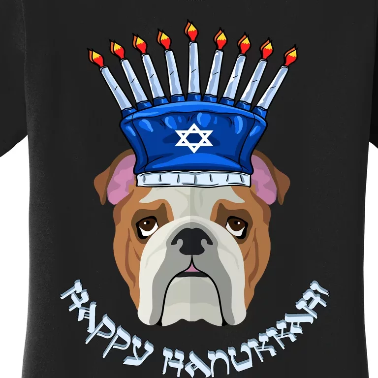 Bulldog Menorah Hat Hanukkah Chanukah Women's T-Shirt