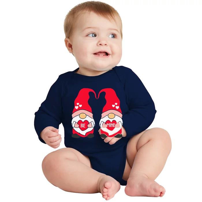 Be Mine Happy Valentines Day Gnomes Elves Love Anniversary Day Baby Long Sleeve Bodysuit