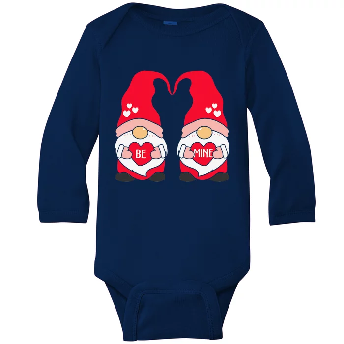 Be Mine Happy Valentines Day Gnomes Elves Love Anniversary Day Baby Long Sleeve Bodysuit