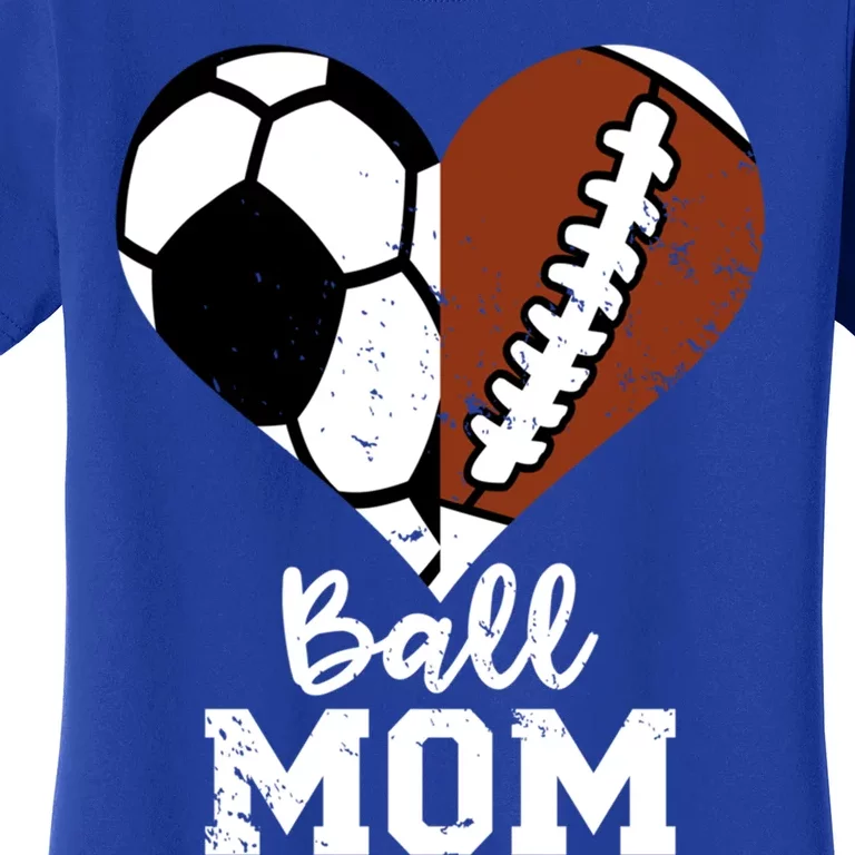 Ball Mom Heart Funny Football Soccer Mom Gift Women's T-Shirt