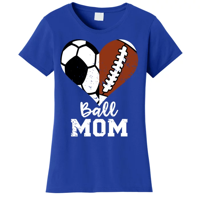 Ball Mom Heart Funny Football Soccer Mom Gift Women's T-Shirt