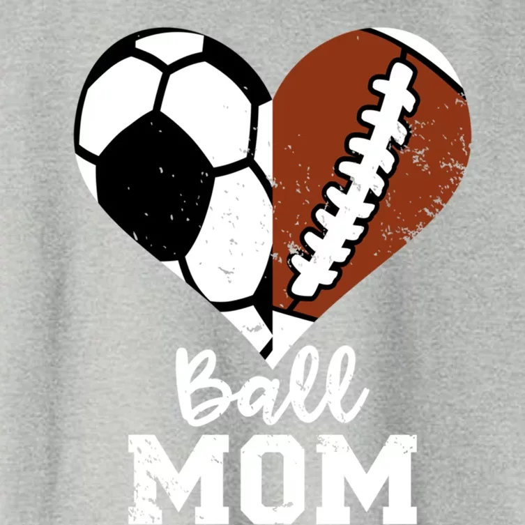 Ball Mom Heart Funny Football Soccer Mom Gift Women's Crop Top Tee