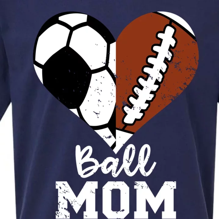 Ball Mom Heart Funny Football Soccer Mom Gift Sueded Cloud Jersey T-Shirt