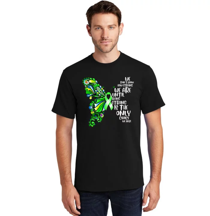 Butterfly Mental Health Green Ribbon Awareness Tall T-Shirt