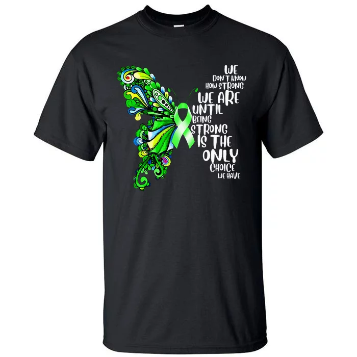 Butterfly Mental Health Green Ribbon Awareness Tall T-Shirt