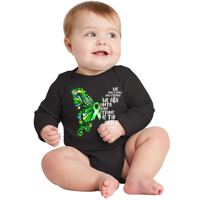 Butterfly Mental Health Green Ribbon Awareness Baby Long Sleeve Bodysuit