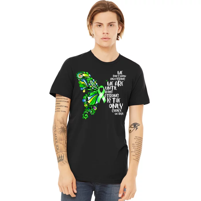 Butterfly Mental Health Green Ribbon Awareness Premium T-Shirt