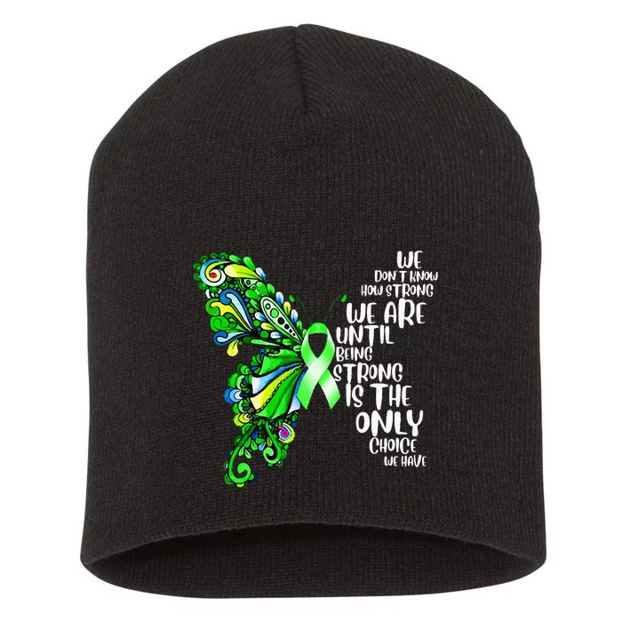 Butterfly Mental Health Green Ribbon Awareness Short Acrylic Beanie