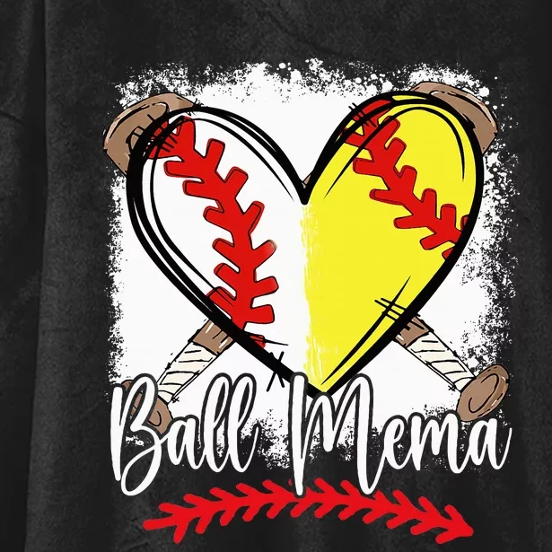 Ball Mema Heart Funny Softball Baseball Hooded Wearable Blanket