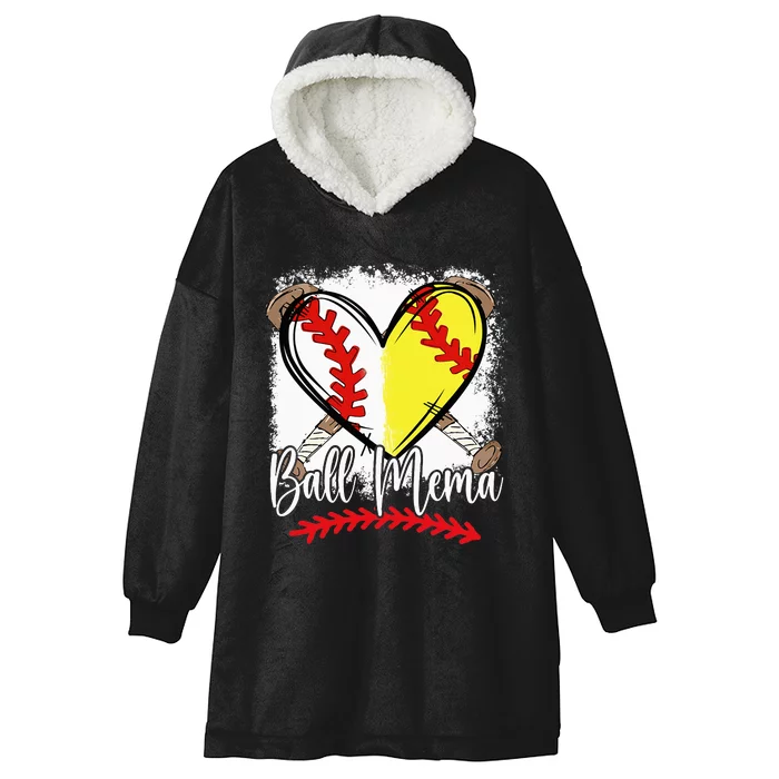 Ball Mema Heart Funny Softball Baseball Hooded Wearable Blanket