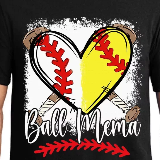 Ball Mema Heart Funny Softball Baseball Pajama Set