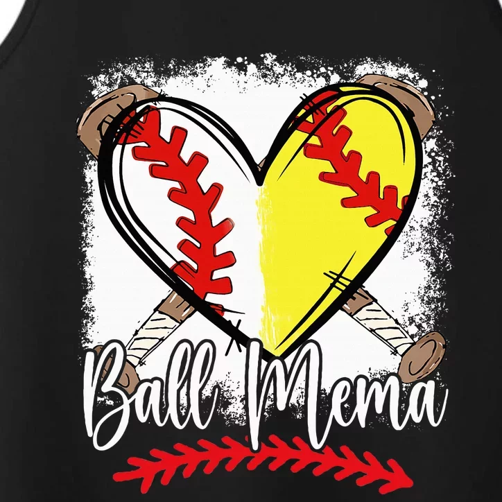 Ball Mema Heart Funny Softball Baseball Performance Tank