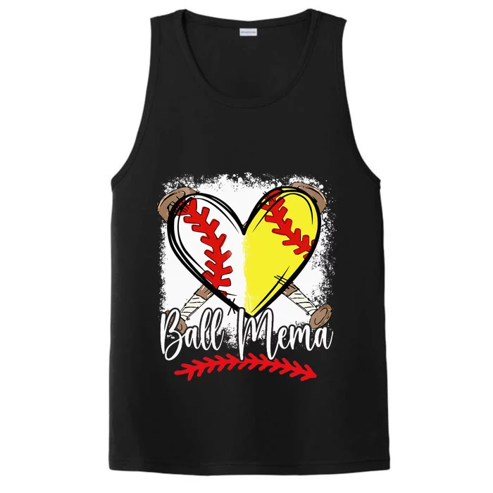 Ball Mema Heart Funny Softball Baseball Performance Tank