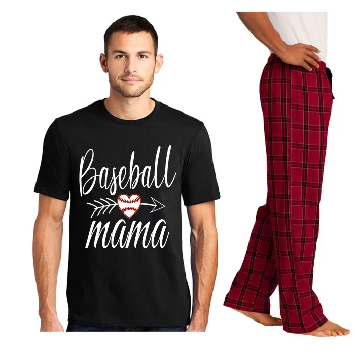 Baseball Mama Heart Mother's Day Mom For Baseball Lovers Gift Pajama Set