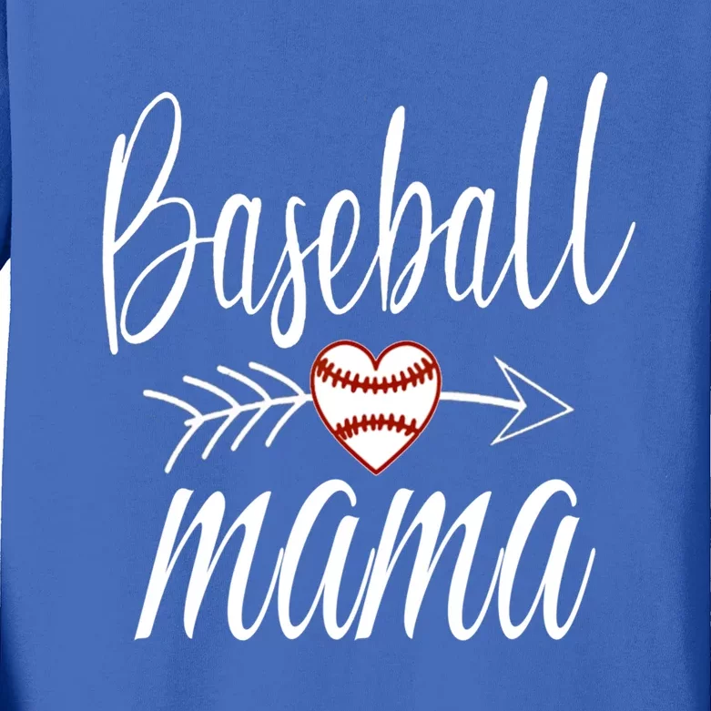 Baseball Mama Heart Mother's Day Mom For Baseball Lovers Gift Kids Long Sleeve Shirt