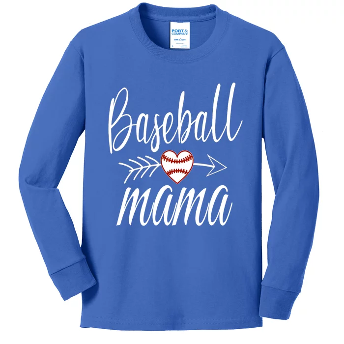 Baseball Mama Heart Mother's Day Mom For Baseball Lovers Gift Kids Long Sleeve Shirt