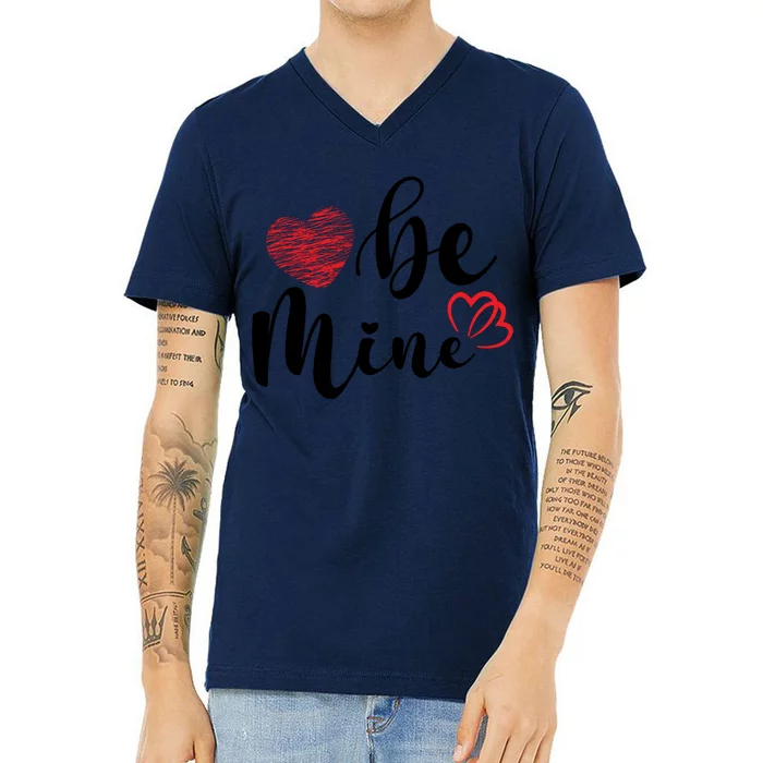 Be Mine Heart Cute Valentines Day V-Neck T-Shirt