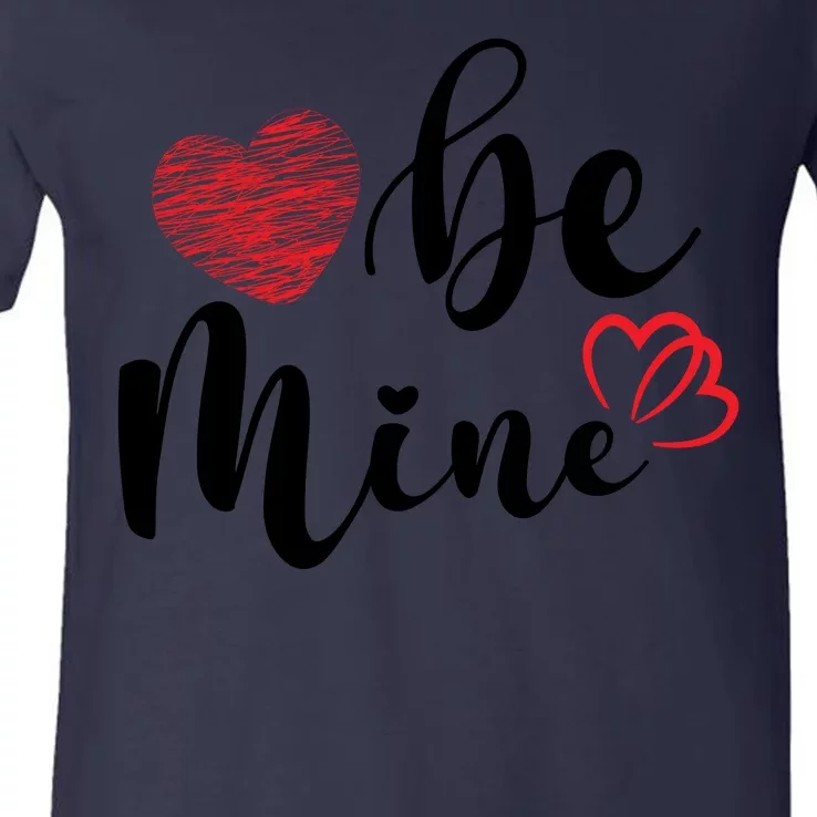 Be Mine Heart Cute Valentines Day V-Neck T-Shirt