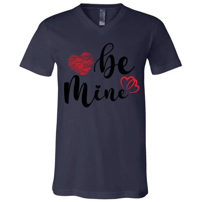 Be Mine Heart Cute Valentines Day V-Neck T-Shirt