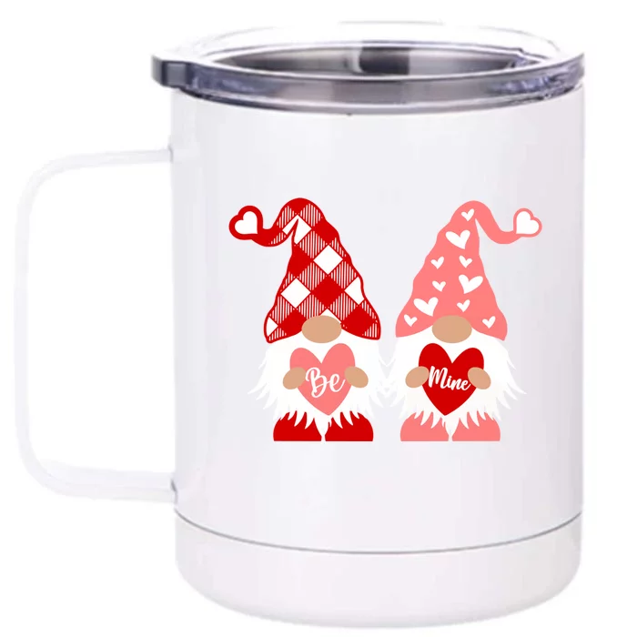 Be Mine Hearts Valentines Day Gnomes Gift Front & Back 12oz Stainless Steel Tumbler Cup