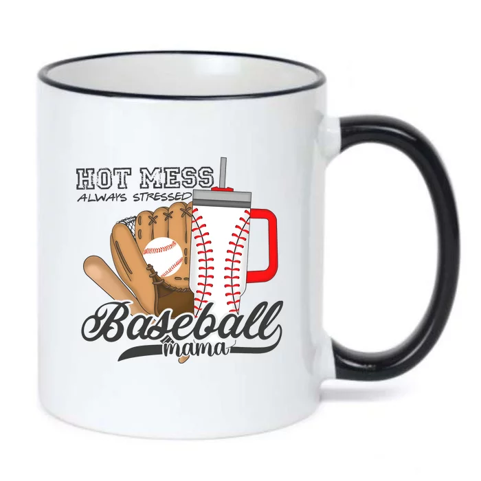 Baseball Mama Hot Mess Always Stressed Game Day Black Color Changing Mug