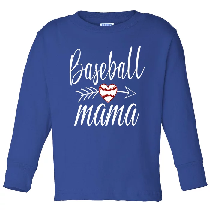 Baseball Mama Heart Mother's Day Mom For Baseball Lovers Gift Toddler Long Sleeve Shirt