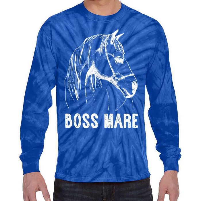 Boss Mare Horseback Riding Equestrians Horse Gift Tie-Dye Long Sleeve Shirt