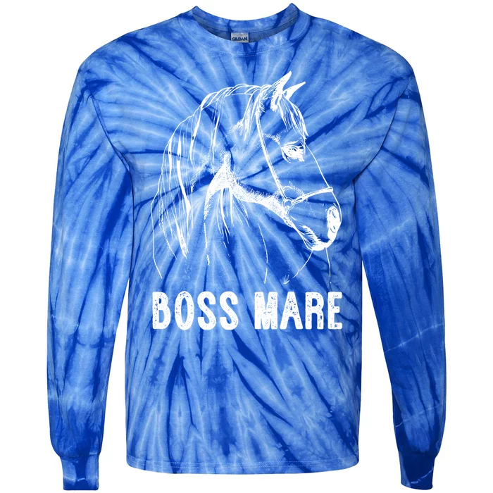 Boss Mare Horseback Riding Equestrians Horse Gift Tie-Dye Long Sleeve Shirt