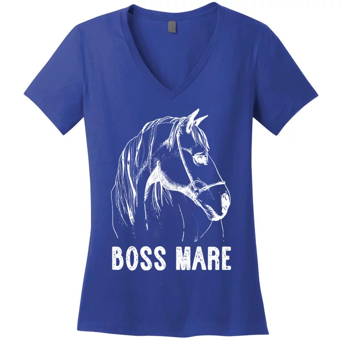 Boss Mare Horseback Riding Equestrians Horse Gift Women's V-Neck T-Shirt