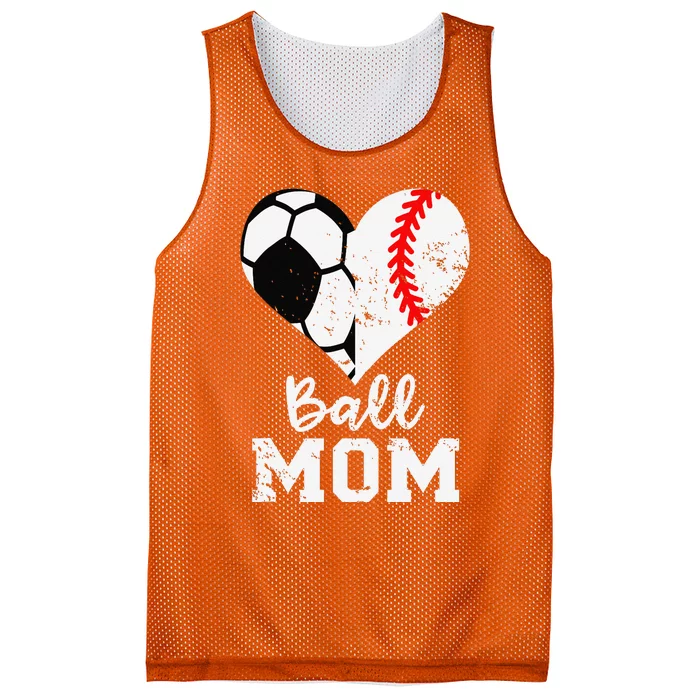 Ball Mom Heart Funny Baseball Soccer Mom Mesh Reversible Basketball Jersey Tank