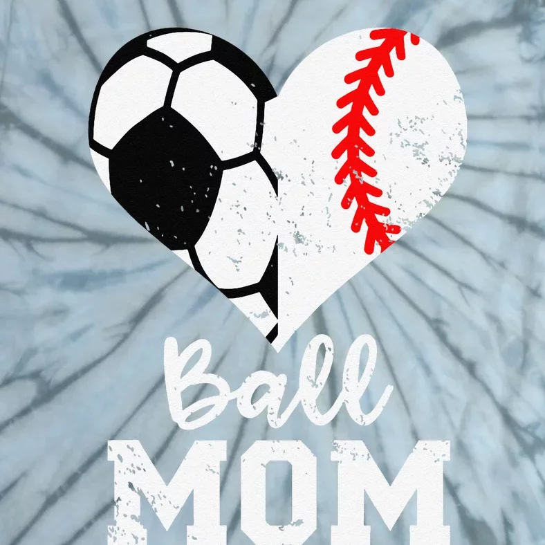 Ball Mom Heart Funny Baseball Soccer Mom Tie-Dye T-Shirt