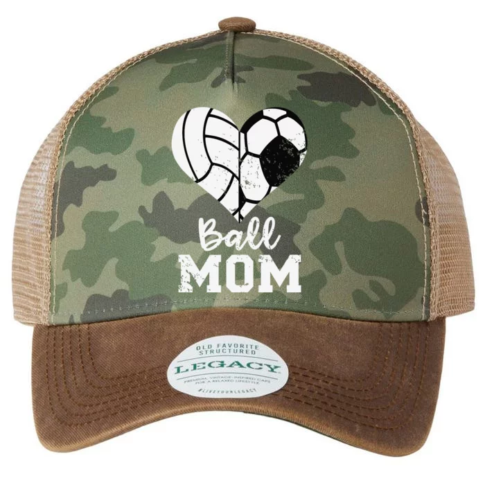 Ball Mom Heart Funny Soccer Volleyball Mom Legacy Tie Dye Trucker Hat