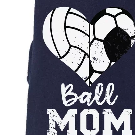 Ball Mom Heart Funny Soccer Volleyball Mom Doggie 3-End Fleece Hoodie