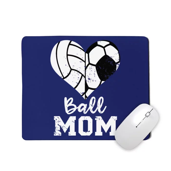 Ball Mom Heart Funny Soccer Volleyball Mom Mousepad