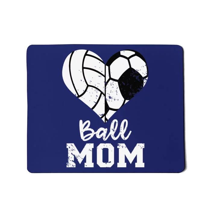 Ball Mom Heart Funny Soccer Volleyball Mom Mousepad