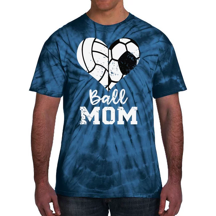 Ball Mom Heart Funny Soccer Volleyball Mom Tie-Dye T-Shirt