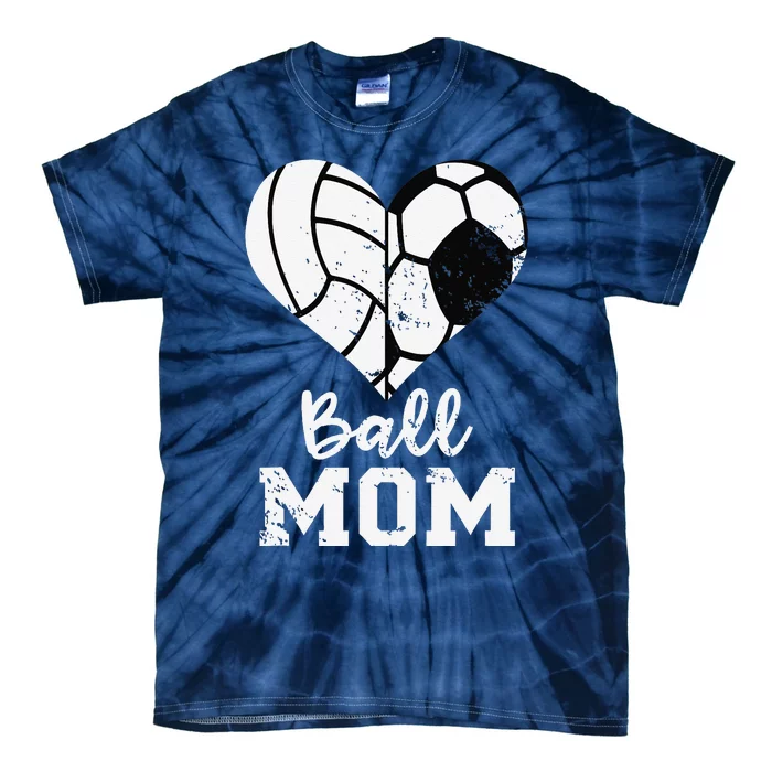 Ball Mom Heart Funny Soccer Volleyball Mom Tie-Dye T-Shirt