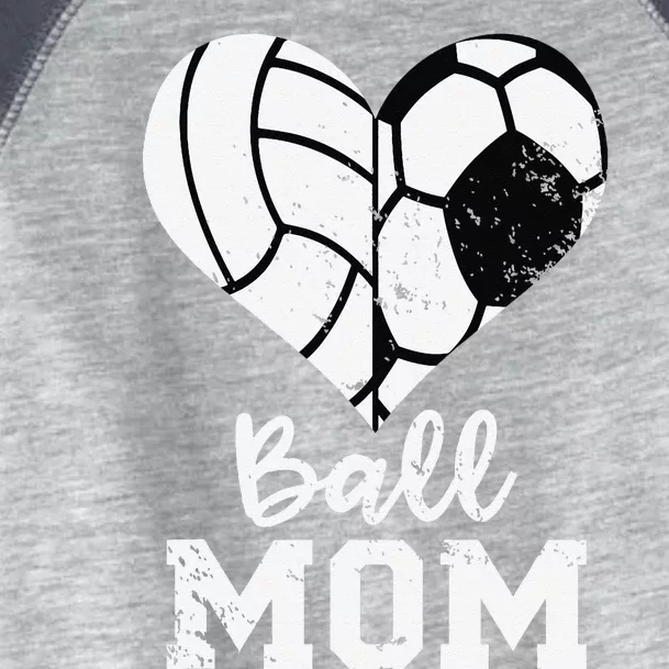 Ball Mom Heart Funny Soccer Volleyball Mom Toddler Fine Jersey T-Shirt