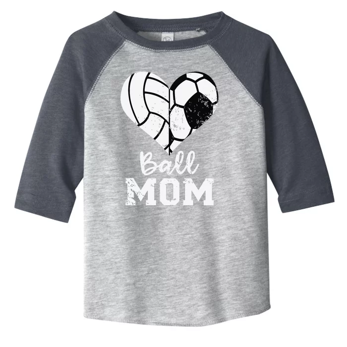 Ball Mom Heart Funny Soccer Volleyball Mom Toddler Fine Jersey T-Shirt