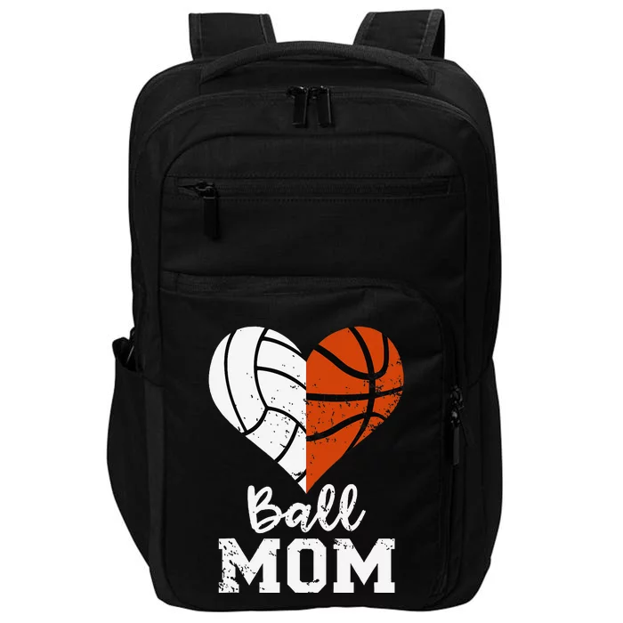 Ball Mom Heart Funny Volleyball Basketball Mom Impact Tech Backpack