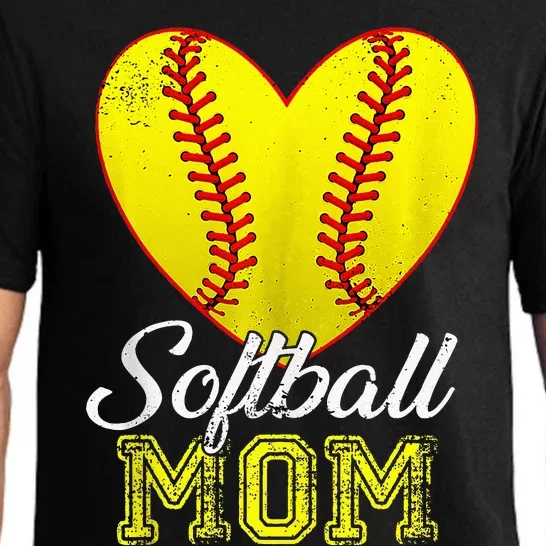 Ball Mom Heart Baseball Softball Mama Mothers Day 2024 Pajama Set