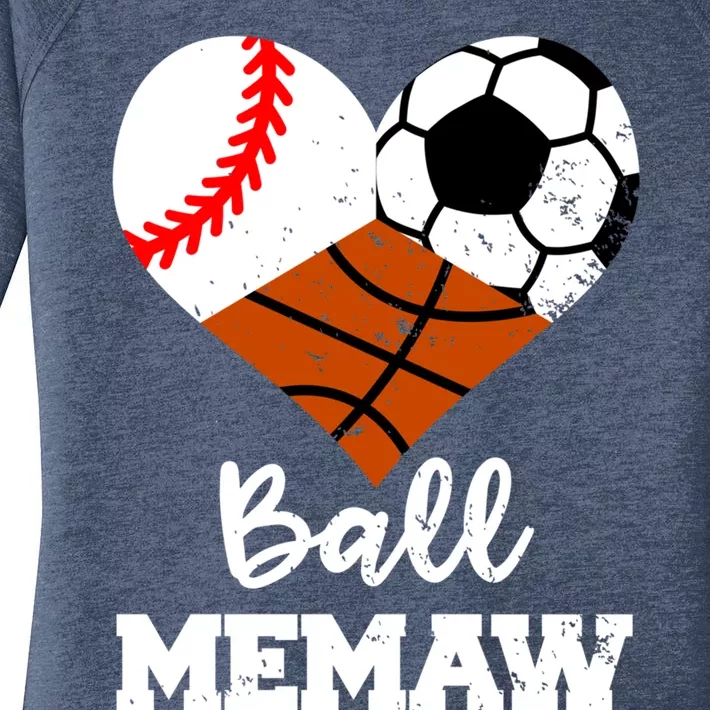 Ball Memaw Heart Funny Baseball Soccer Basketball Memaw Gift Women's Perfect Tri Tunic Long Sleeve Shirt