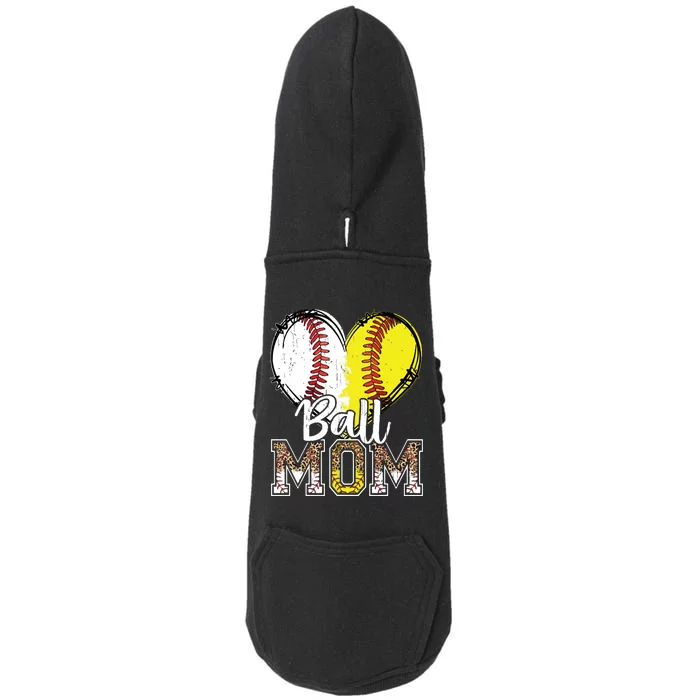 Ball Mom Heart Baseball Softball Mama Mothers Day Doggie 3-End Fleece Hoodie