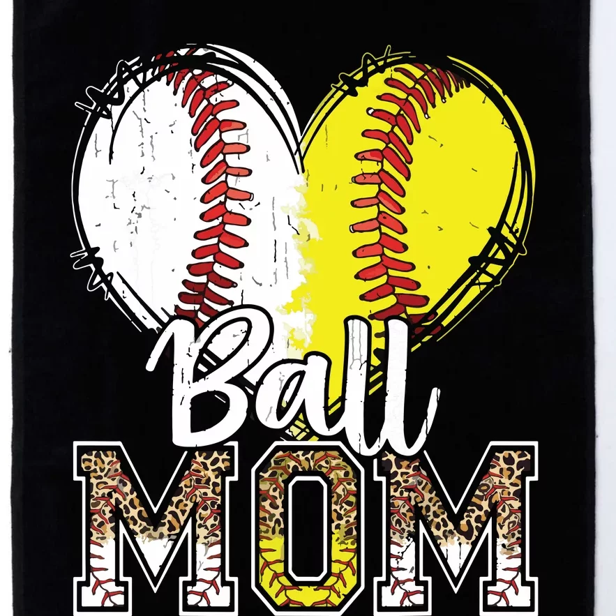 Ball Mom Heart Baseball Softball Mama Mothers Day Platinum Collection Golf Towel