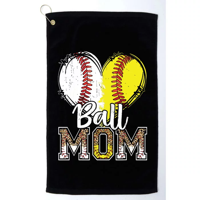 Ball Mom Heart Baseball Softball Mama Mothers Day Platinum Collection Golf Towel